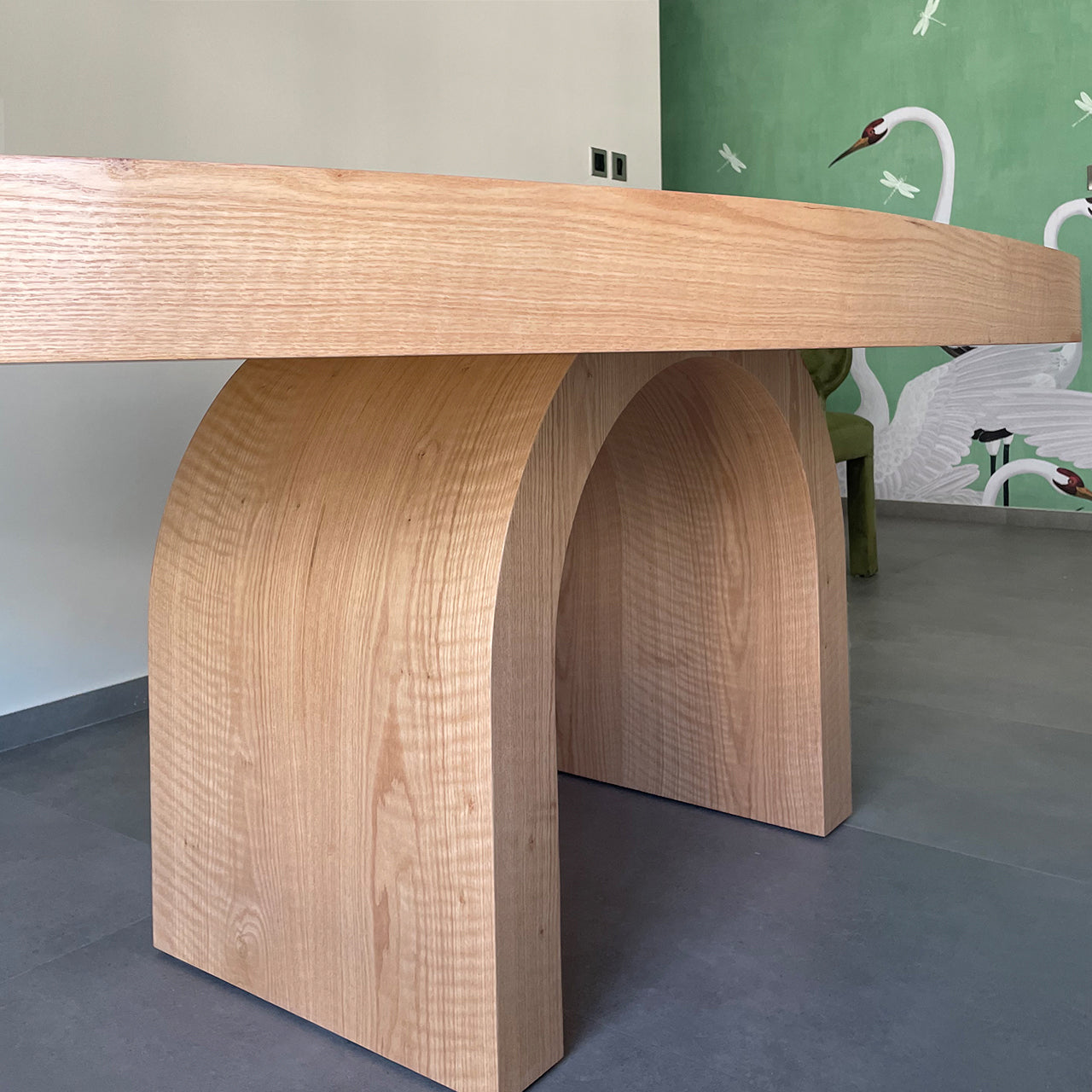 Oak Wood Oval Dining Table